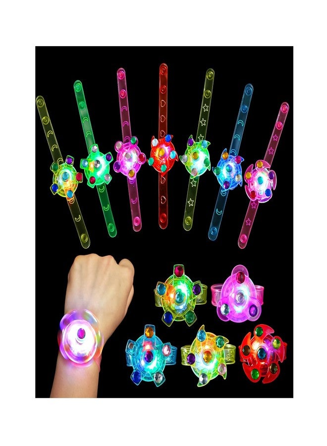 WELLVO 12 Pack LED Light Up Fidget Spinner Bracelets Party Favors for Kids 4-8 8-12, Glow in The Dark Party Supplies, Birthday Gifts, Treasure Box Toys, Goodie Bags Stuffers for Kids - Image 1
